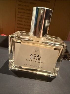 Urban Outfitters Clear Glass Acai Baie Perfume Bottle with Silver Cap